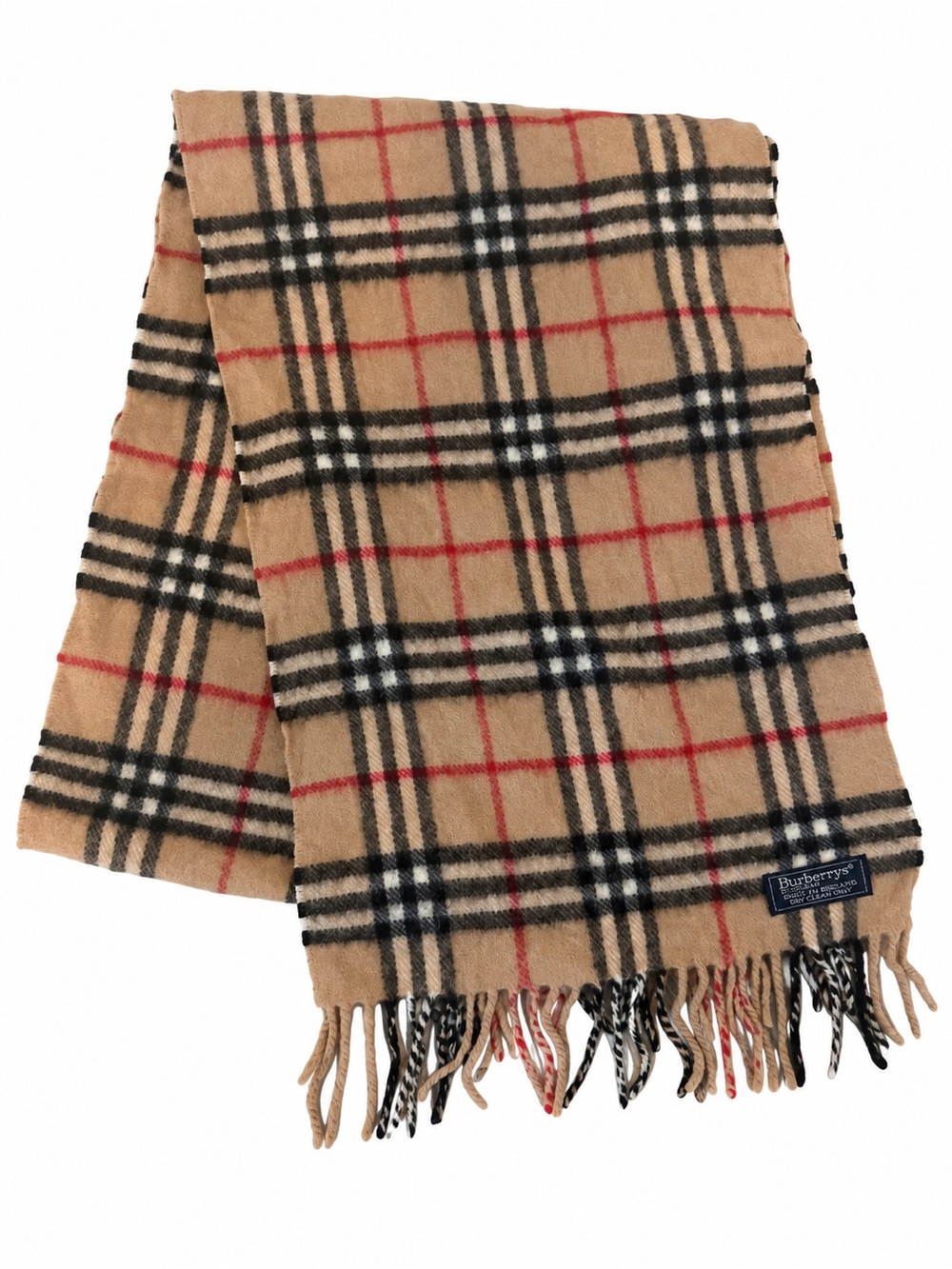 Burberry Tan Classic Check Lambswool Scarf with Fringe